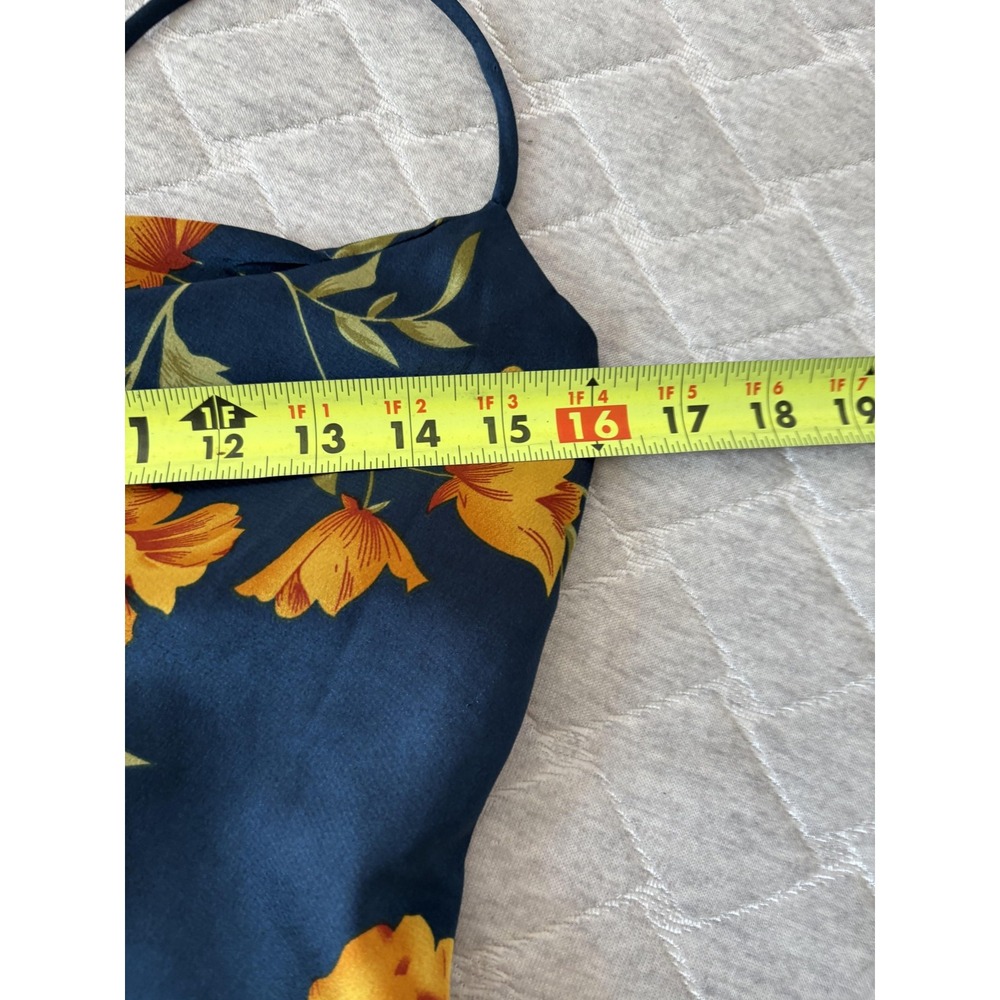 ASTR The Label Slip Dress Womens‎ Small Dark Teal Floral Cowl Neck Lace Up Midi - Picture 4 of 7